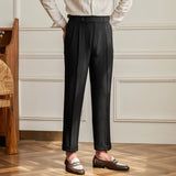 ADVBRIDGE  -  Business Commuting Non-ironing Breathable Double Pleat Striped Trousers Men's Fashionable Business Thin Draped Casual Pants