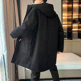 Advbridge Horn Button Hooded Men's Winter Long Coat New in Coats and Jackets Male Clothes Man Trench Clothing Woolen Overcoat 2024