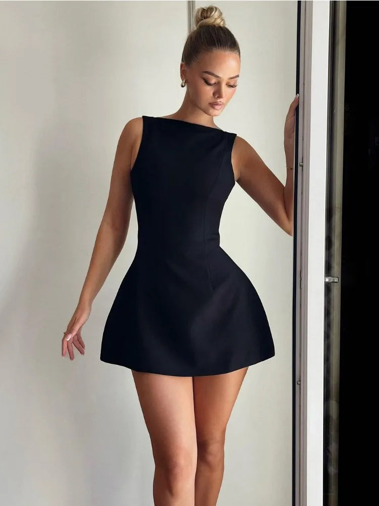 Advbridge White Backless Slim Mini Dress Female Patchwork Sexy Fashion Summer 2024 Elegant Party Looks Dress Women Solid Mini Dress