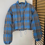 Advbridge Fashion Plaid Women's Winter Down Jacket Short Small Coats  White Duck Down Padding New Outerwear Korea College Style Jacket