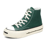 ADVBRIDGE  -  Unisex High-Top Vulcanized Canvas Sneakers Solid Green/Black Lace-Up All-Season Student Casual Shoes Low Top Skate Shoes
