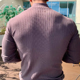 Advbridge Men Clothing Casual High Elastic Basic Tops Gym Male Fashion Long Sleeve Striped Pullovers Streetwear Turtleneck Shirts Tees