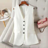 ADVBRIDGE  -  Autumn New Versatile Temperament Vest Jacket Women Korean Fashion Sleeveless Buttons Blazer Vests Causual Tops Female