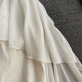 ADVBRIDGE  -  Women's Spaghetti Strap Dress Female Irregular White Chiffon Party Slip Dresses Summer Fashion Sleeveless Dresses