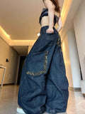 Advbridge Y2K Fashion New Oversize Pocket Letter Embroidered Baggy Jeans Women Street Vintage Hip Hop Popular High Waist Wide Leg Pants