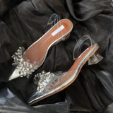 ADVBRIDGE  -  Spring Butterfly-knot Crystal Women Pumps PVC Transparent Heels Elegant Pointed Toe Party Prom Mules Shoes Zapatos Mujer