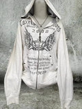 Advbridge Grunge 2024 Print Slim Waist Y2k Hoodies Hooded Zip up Sweatshirts Vintage Women Clothing Long Sleeve Tops Casual Fashion