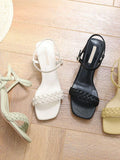Advbridge Sweet Solid High Heel Sandals Women Summer Thick Heels New Fairy Casual Shoes Female Fashion Korean Designer Shallow Shoes