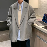 Advbridge New Luxury Houndstooth Blazers Grey Khaki Men'S Casual One Button Blazers Autumn Winter Fashion All-match Loose Suit Jackets