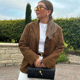 Advbridge High Street Suede Jacket Cardigan Women's Long Sleeve Loose Lapel Solid Color Fashion Retro For Women Jacket Autumn and Winter