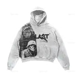 Advbridge Black Cool Printed Pattern Cotton Pullovers Simplicity Classic Couple Loose Sweatshirts Y2k Autumn\winter Kawaii Hoodies
