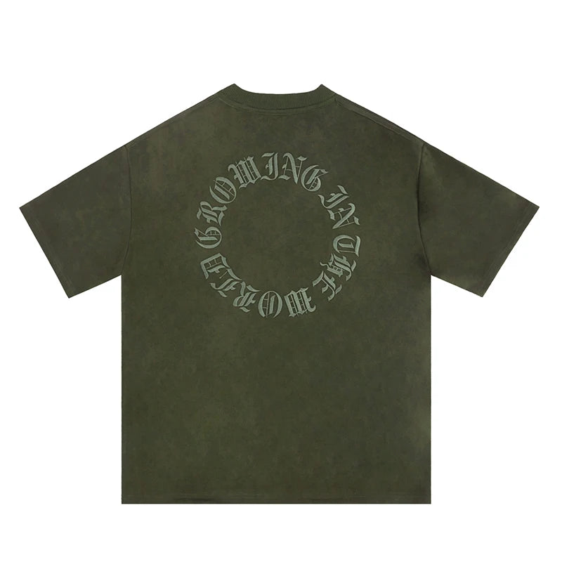 Advbridge Original Letter Embroidery O Neck Suede Summer Tshirts for Men and Women Short Sleeve Streetwear Casual Oversized Top Tees