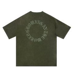 Advbridge Original Letter Embroidery O Neck Suede Summer Tshirts for Men and Women Short Sleeve Streetwear Casual Oversized Top Tees