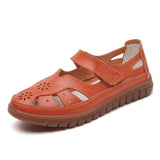 ADVBRIDGE  -  Summer Women Breathable Leather Sandals Ladies Comfortable Flats Walking Slippers Covered Toe Beach Shoes Female Casual Shoes