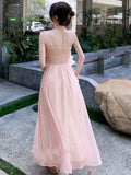 Advbridge Spring Summer New Satin Midi Spaghetti Strap Dresses for Women Pink Dress Wedding Evening Party Dress Prom Robe Vestidos