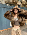 Advbridge  Autumn Winter Chic Luxury Short Soft Thick Warm Hairy Shaggy Faux Fur Coat Women with Hood Zipper Fluffy Jacket 2024