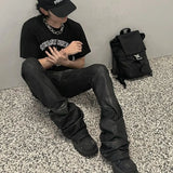 Advbridge American high street slim fit high elastic women micro-flared trousers for men and women dark trend brand waxed style trousers