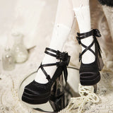 Advbridge French Fairy Lace-Up Single Shoe Ballet Thick With Lolita Design Sense Of Minority Evening Gentle Evening Wind Pumps