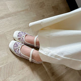 ADVBRIDGE  -  Sweet Mesh Polka Dot Mary Jane Shoes Women Summer Breathable Round Toe Ballet Flats Comfort Soft Sole Heightening Single Shoes