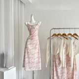 Advbridge 2024 New Beach Style Elegant Suit Woman Floral Midi Dress + Casual Blouse Korean Fashion 2 Piece Dress Set Female Outwear Chic