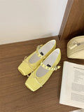 ADVBRIDGE  -  Satin Square Toe Mary Jane Shoe Women Shallow Buckle Bowknot Footwear Ladies Fashion Light Comfort Soft Sole Ballet Flats Women