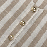 ADVBRIDGE  -  New Striped 2 Piece Set Women Crew Neck Single Breasted Short Sleeve Short Blouse Summer Elegant Casual Fashion Shorts Sets