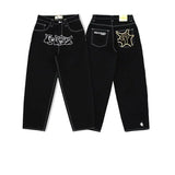 Advbridge American Retro Double Stitching Washed Baggy Jeans Men's Y2K New Harajuku Hip-Hop Gothic Casual Joker Wide Trousers Street Wear