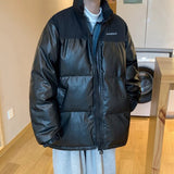 Advbridge Streetwear Stand Collar Thick Warm Men's Winter Jacket PU Leather Patchwork Parkas Oversize Fashion Men Winter Coat