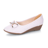 ADVBRIDGE  -  Woman Pumps Shoes for Women Round Toe With Bow Wedge Heel Medium Heels Popular Spring 2025 Trend On Promotion Chic Point Summer