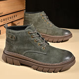 Advbridge 2025 Retro Style Winter Men Boots Desert High Top Boot Casual Lace-up Street Cool Shoes Comfy Non-Slip Brown Leather Ankle Boots