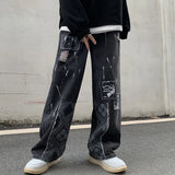 Advbridge  Retro Y2k Black Baggy Jeans Men Women Fashion Harajuku High Waist Printed Denim Trouser Female Hip Hop Streetwear Wide Leg Pants