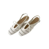ADVBRIDGE  -  Niche Design Hollow Out Breathable 2025 Summer New Buckle Strap Women's Sandals Baotou Square Heel Bow Tie Casual Sandals Women