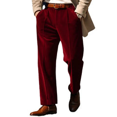 Advbridge Autumn Winter Men Velvet Suit Pants Leisure Oblique Insertion Pocket Straight Trousers Comfortable Business Vacation Casual Pant