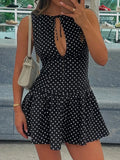 ADVBRIDGE  -  Polka Dot Print Lace-up Cut Out Dress Women Skinny A-line Elegant Sleeveless Bodycons Fashion Summer Party Mini Sundess