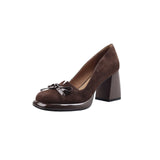 Advbridge Women Shoes 2025 Spring Retro High Heels Butterfly Knot Square Heel Faux Suede Commuting Elegant 6-8cm Pumps Tacones Para Mujer