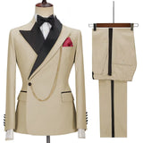 Advbridge Solid Men's 2 Pieces Suit Double Breasted Jacket and Trousers Dinner Party Wedding Groom Tuxedos Slim Fit Formal Business Suits