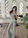 Advbridge 2024 New Temperament Fashion Gyaru Set Women Summer Contrast Color Tube Top Vest Slightly Flared Trousers Two-piece Set Fashion