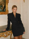 Advbridge Fashion Black Single-breasted Women's Mini Blazer Dress Elegant Lapel Collar Long Sleeve Slim Vestidos 2024 Chic Female Dresses