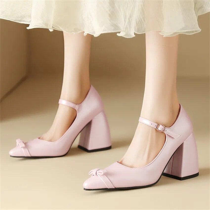 Advbridge Women Shoes Pring Autumn Fashion High Heel Mary Jane Pointed Toe Office Party Sweet Bow Female Shoes Sdropshopping