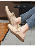 ADVBRIDGE  -  Pink Suede Woman Mules Shoes Big Size 43 Tassel Fashion Women's Shoes Quality Handmade Ladies Flats Summer Half Shoes For Women