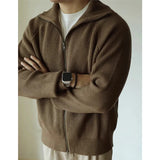Advbridge Autumn Clothing Men's Luxury Knitted Stand Collar Cardigan Casual Streetwear Solid Color Long Sleeve Knitwear Retro Jacket M-2XL