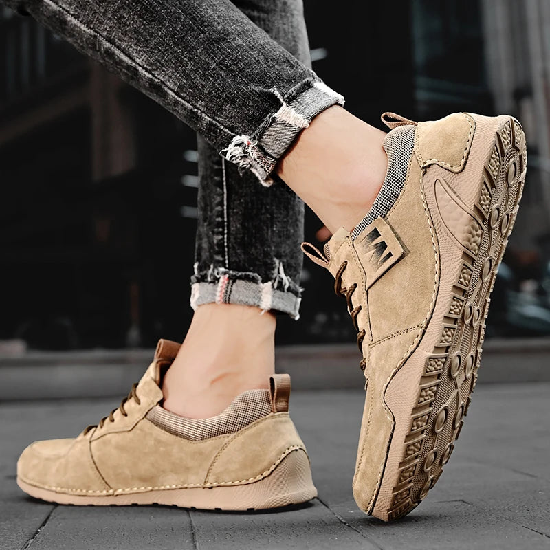 Advbridge Tenis Suede Leather Outdoor Men's Casual Shoes Lace-Up Treking Footwear Mens Leisure Walk Sneakers for Male Breathable Men Shoes