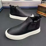 Advbridge High Top Sneaker Men Designer Ankle Boots Fashion Casual Microfiber Leather Upper Height Increased Flat Platform Board Shoes
