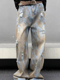 Advbridge Holes Ripped Die Dye Men's Jeans Loose Fit Zipper Washed Distressed Denim Pants  Female 2025 Spring New Fashion Lady Streetwears