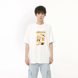 Advbridge Summer Loose Men's T-shirt Korean Style High Street Casual Round Collar Cartoon Print Short Sleeved Male Tops 2024 New Fashion