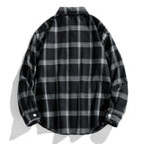 Advbridge Oversized Plaid Shirt Men Spring Autumn Fashion Retro Casual Blouse Unisex Streetwear Men Shirt Men's Harajuku Cardigan Clothing