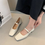 Advbridge -  New Fashion Flats Brand Design Square Toe Women Ballet Shoes Casual Buckle Strap Female Dress Shoes Low Heels Shoes