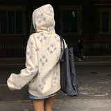 ADVBRIDGE  -  Women Hoodies Gothic Vintage Hip Hop Grunge Jacket Star print Zip Up Coat Casual Harajuku Loose Sweatshirt Clothes Y2K Tops