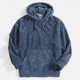 Advbridge Autumn and Winter New Men's Casual Pullover Hooded Sweater Pullover Corduroy Retro Long Sleeve Pocket Pullover