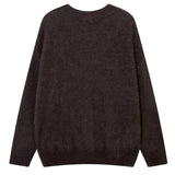 Advbridge Men Hip Hop Streetwear Fluffy Knitted Sweater Pullover Letter Jacquard Fall Winter Autumn Harajuku Cotton Casual Pullover Black